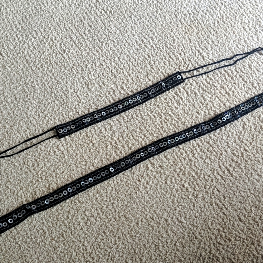 Matching Black Beaded Belt & Headband (XL)